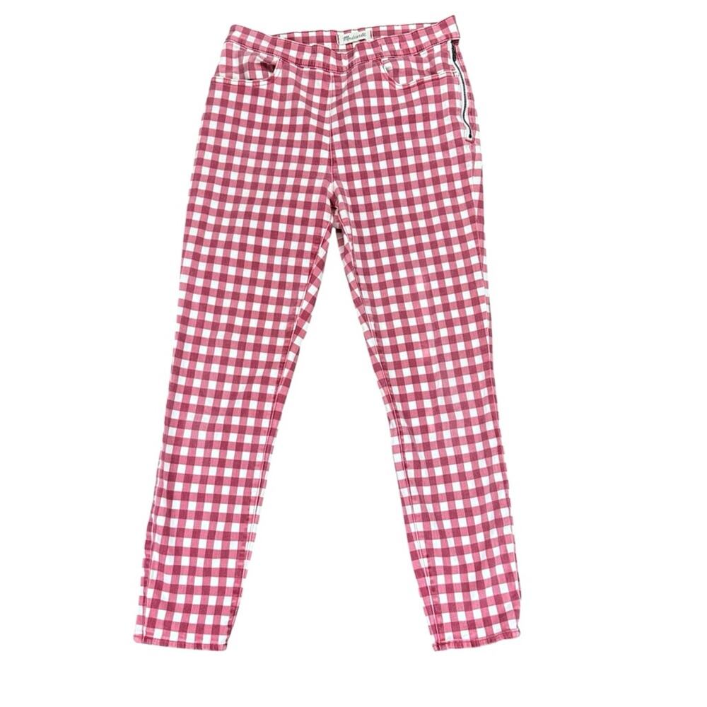 Madewell 9 in High Riser Skinny Skinny Crop Pants Red and White Size 29
